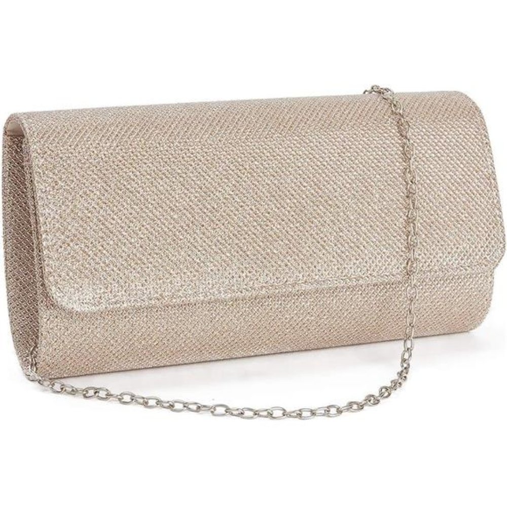Women Chic Sparkle Clutch Bag &Purse Evening or Party Bag Small Detachable Chain